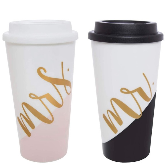 Mr & Mrs Double Wall Travel Tumblers - Picture 1 of 6